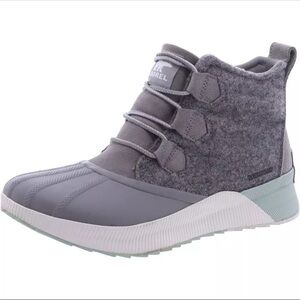 Sorel Rain‎ Boots Womens 6.5 Gray Out N About Shoes Waterproof Lace Up New